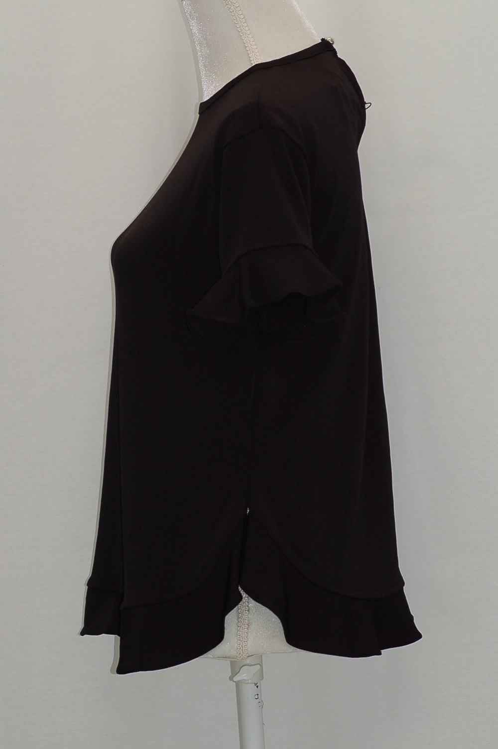 Cable Gauge Ruffled Top Black XS