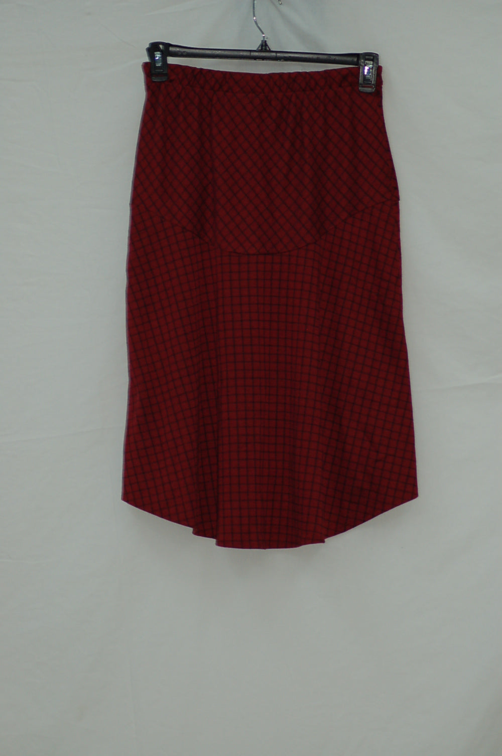 NY Collection Plaid High-Low Skirt PomegranateBlack Check XS
