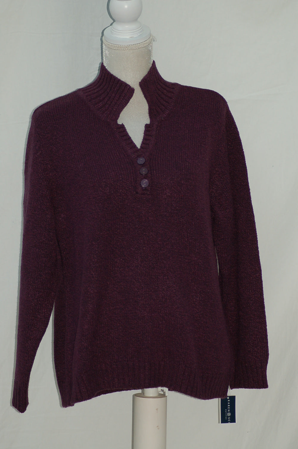 Karen Scott Petite Sweater Purple Dynasty PXL
