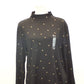 Karen Scott Petite Printed Mock-Turtleneck Deep Black Leaf L