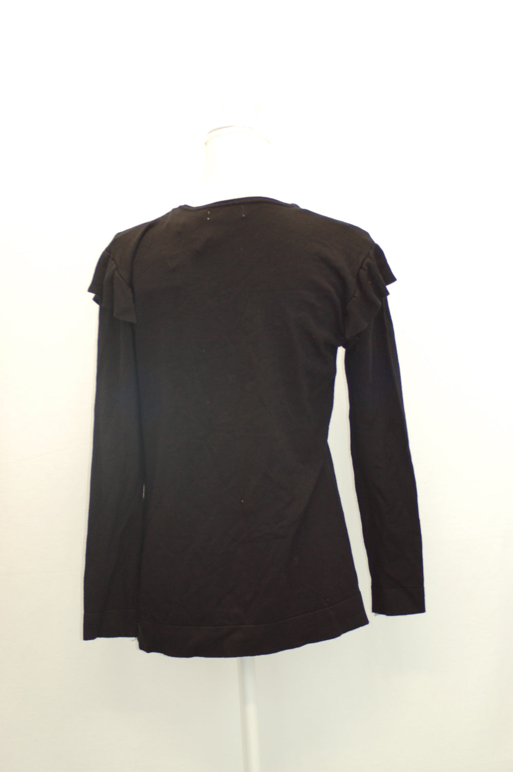 Calvin Klein Ruffled V-Neck Sweater Black M