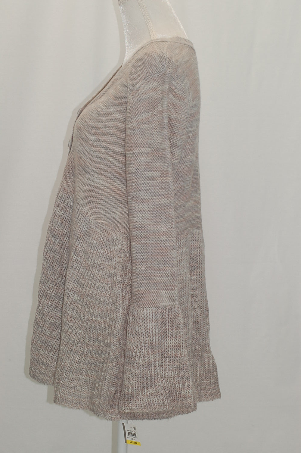 Style & Co Bell Sleeve Cardigan Peony/Grey M