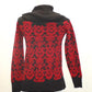 Charter Club Petite Cowl-Neck Damask Sweate New Red Amore Combo PXS