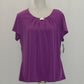 NY Collection Pleated Hardware-Trim Top Amaranth Purple XL