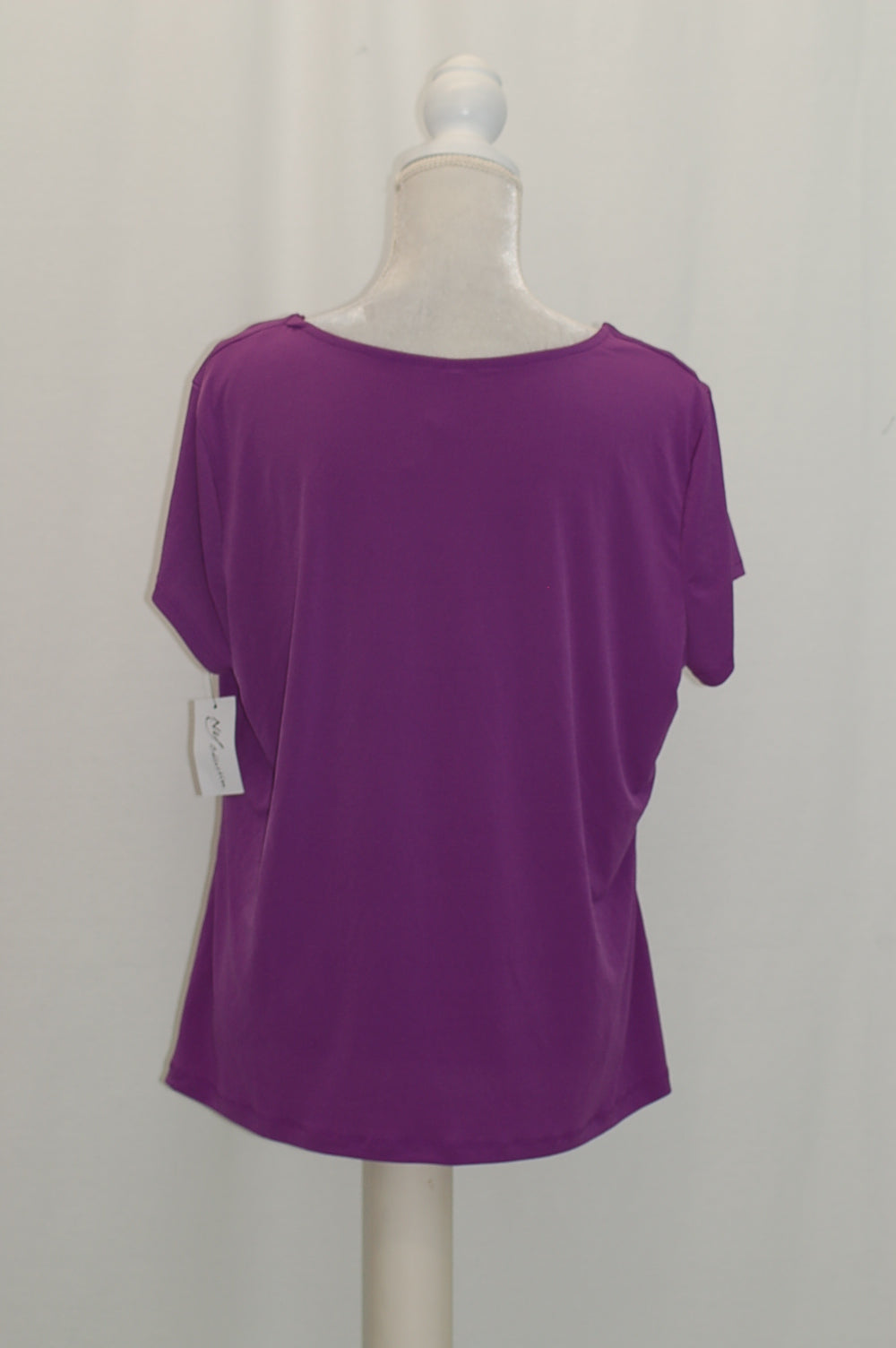 NY Collection Pleated Hardware-Trim Top Amaranth Purple XL