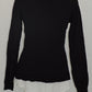Charter Club Layered-Look Brooch Sweater Deep Black L