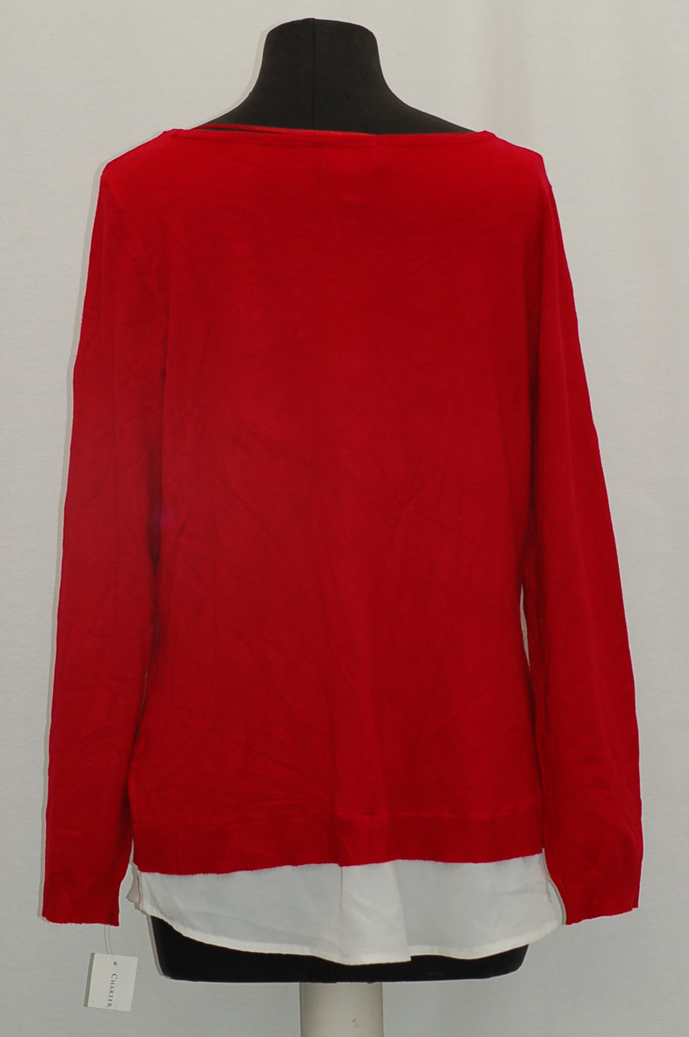 Charter Club Layered-Look Brooch Sweater New Red Amore M akrutinirali