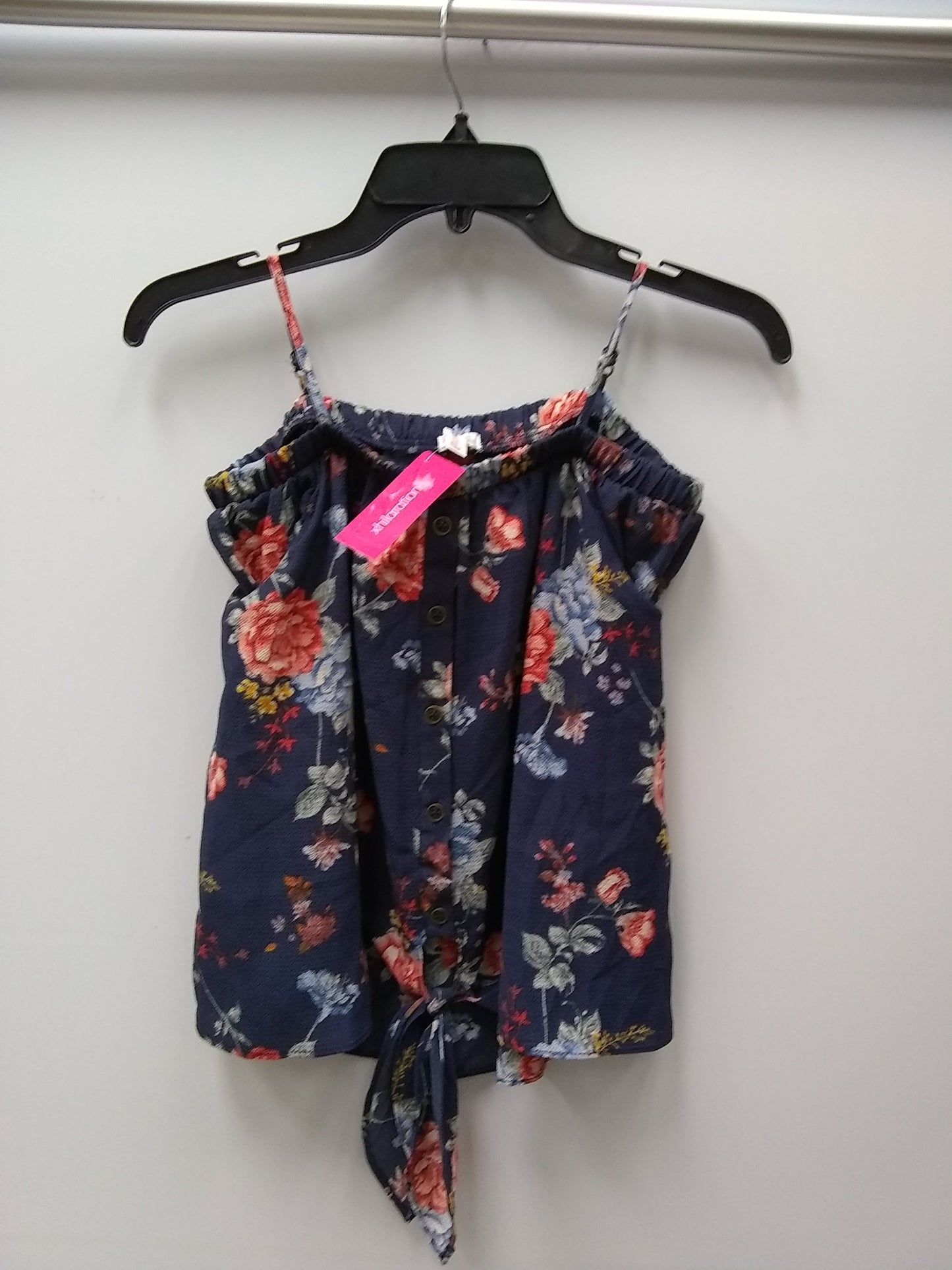XHILARATION OFF SHOULDER TIE FRONT FLORAL TOP NIGHT SKY COMBO XS