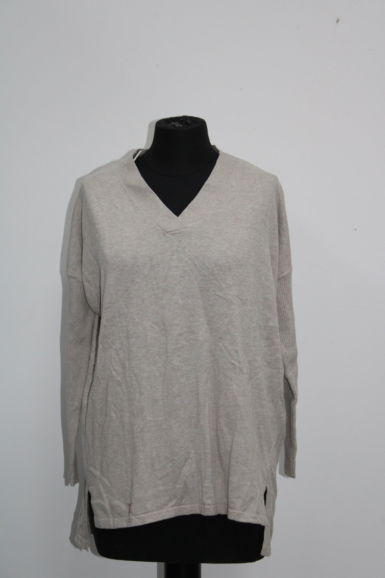 Style & Co High Low V-Neck Sweater  Beige PM
