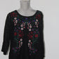 Charter Club Black Red Floral Embroidered Lace Scoop Neck Blouse XL