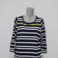 Charter Club Petite Striped Tie-Detail Top Intrepid Blue Combo PXL