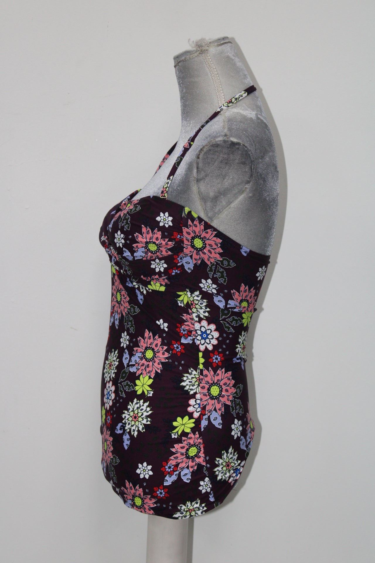 Anne Cole In Full Bloom Twist Front Shirred Bandeau Tankini Top,  XL