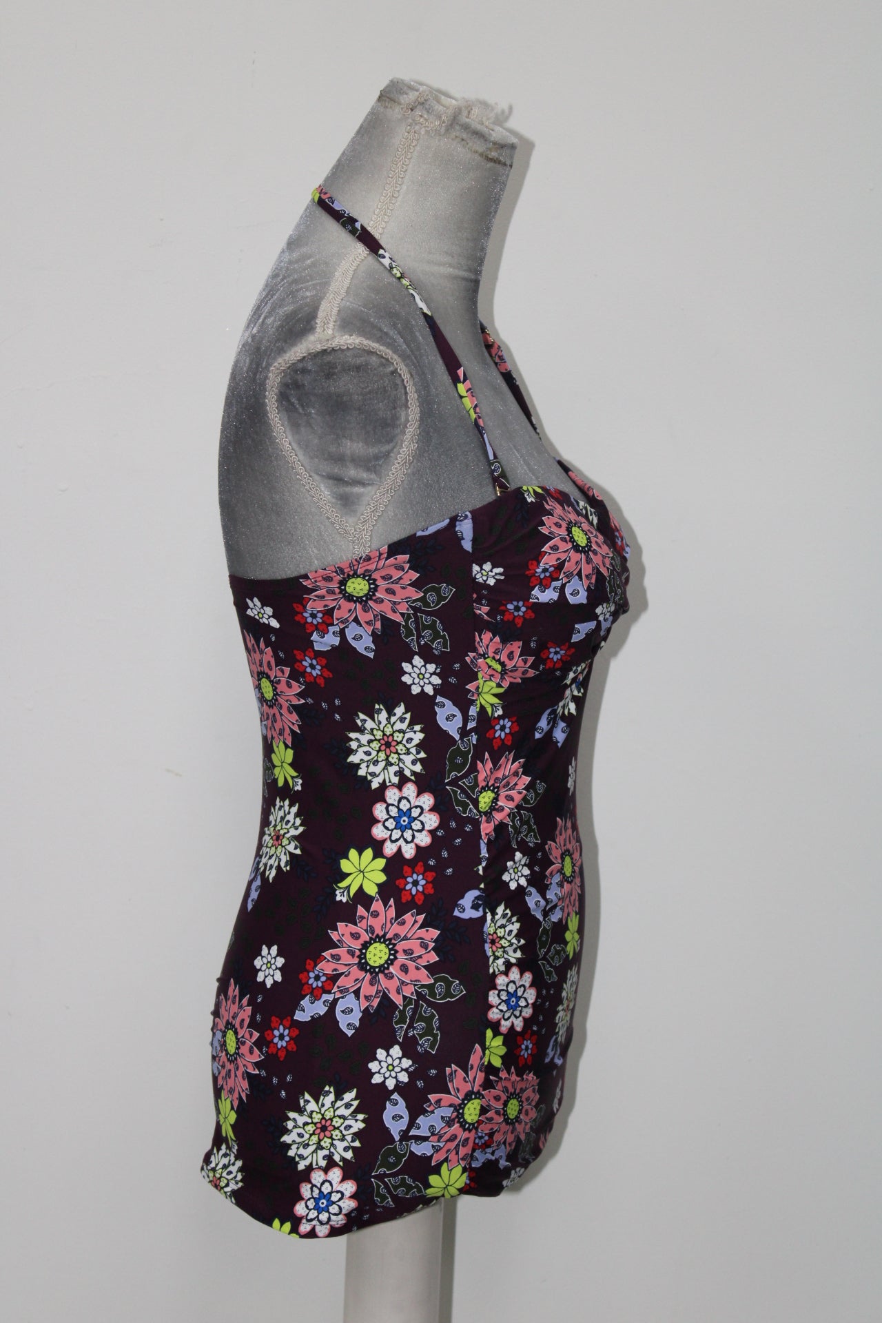 Anne Cole In Full Bloom Twist Front Shirred Bandeau Tankini Top,  XL