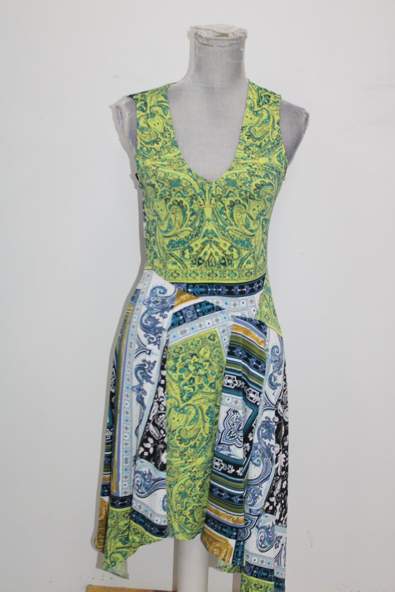RACHEL Rachel Roy Womens Printed Asymmetrical Midi Dress Green S