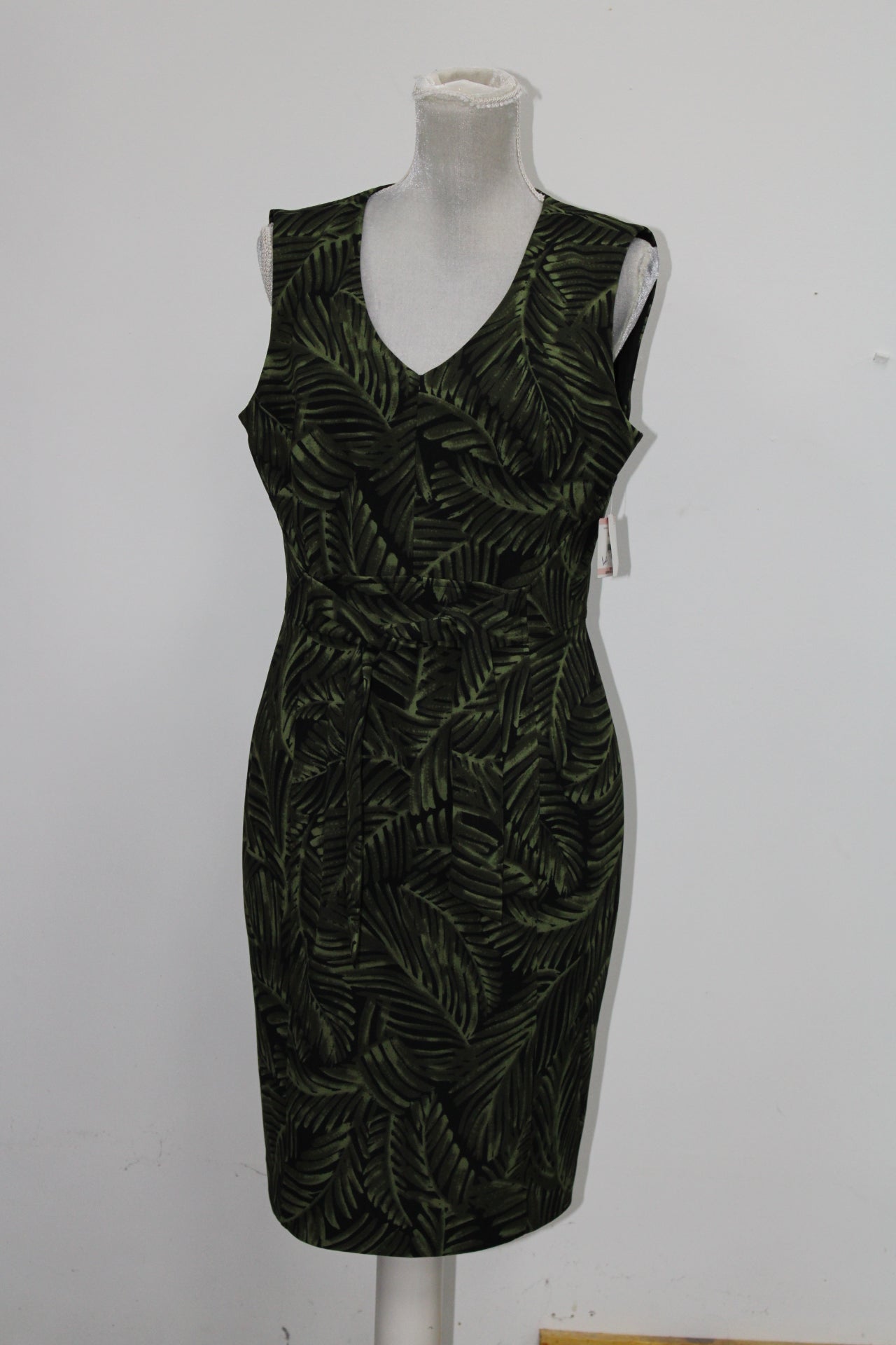 Kasper Women's Palm Leaves Stretch Crepe Dress Basil/Black, 10
