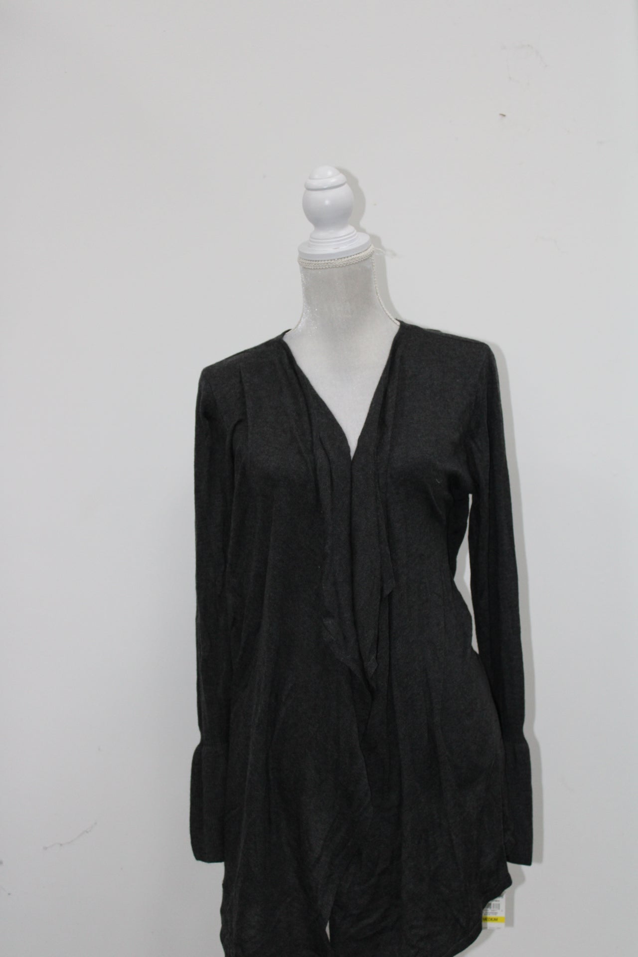 Style & Co. Bell-Sleeve Draped Cardigan, (Black Heather, S)