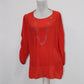 JM Collection Statement-Sleeve Necklace Top Hot Red XS