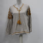 Style Co Embroidered Knit Peasant Top Heather Ginger XXL