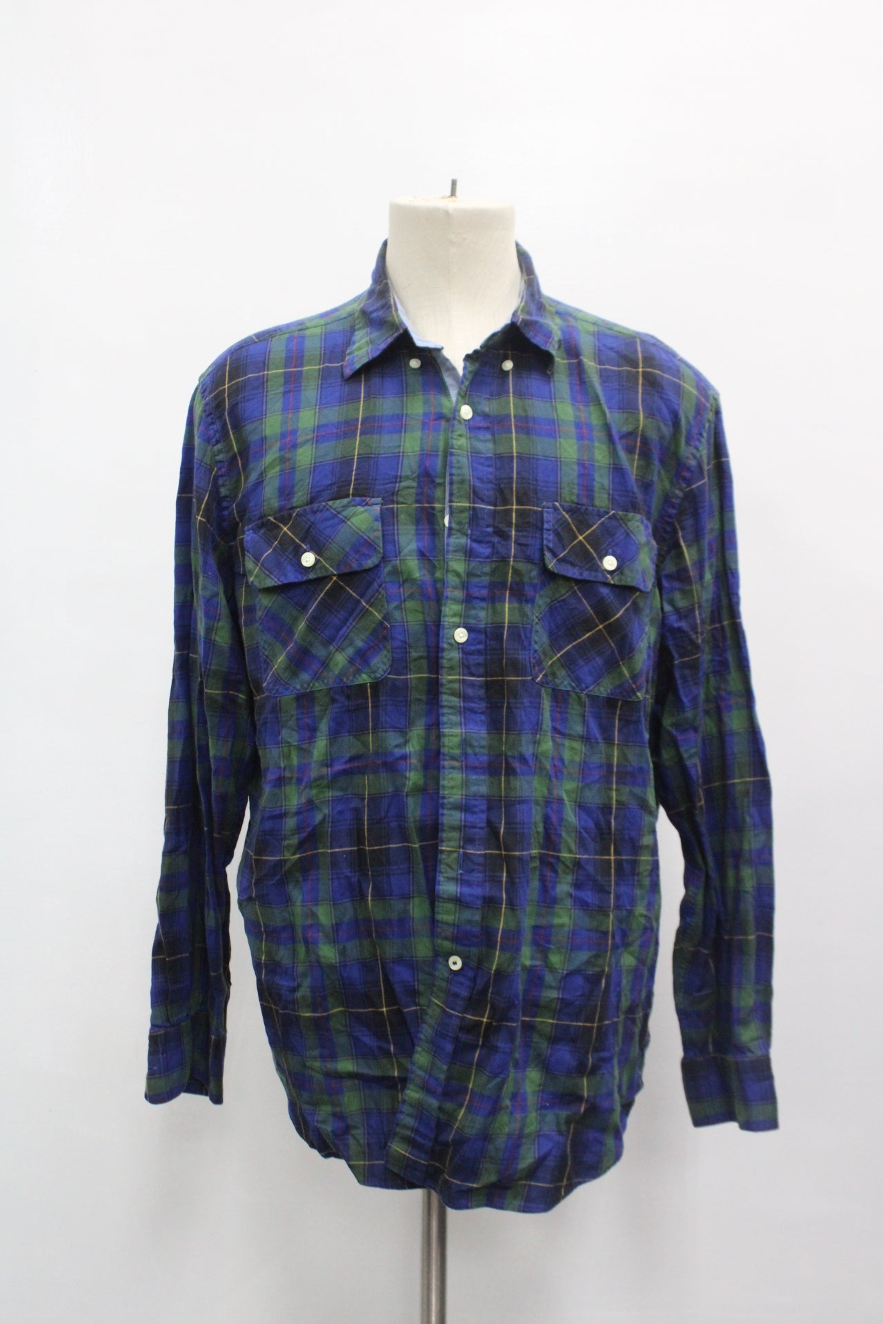 Nautica Men's Flannel Shirt Blue L Pre-Owned