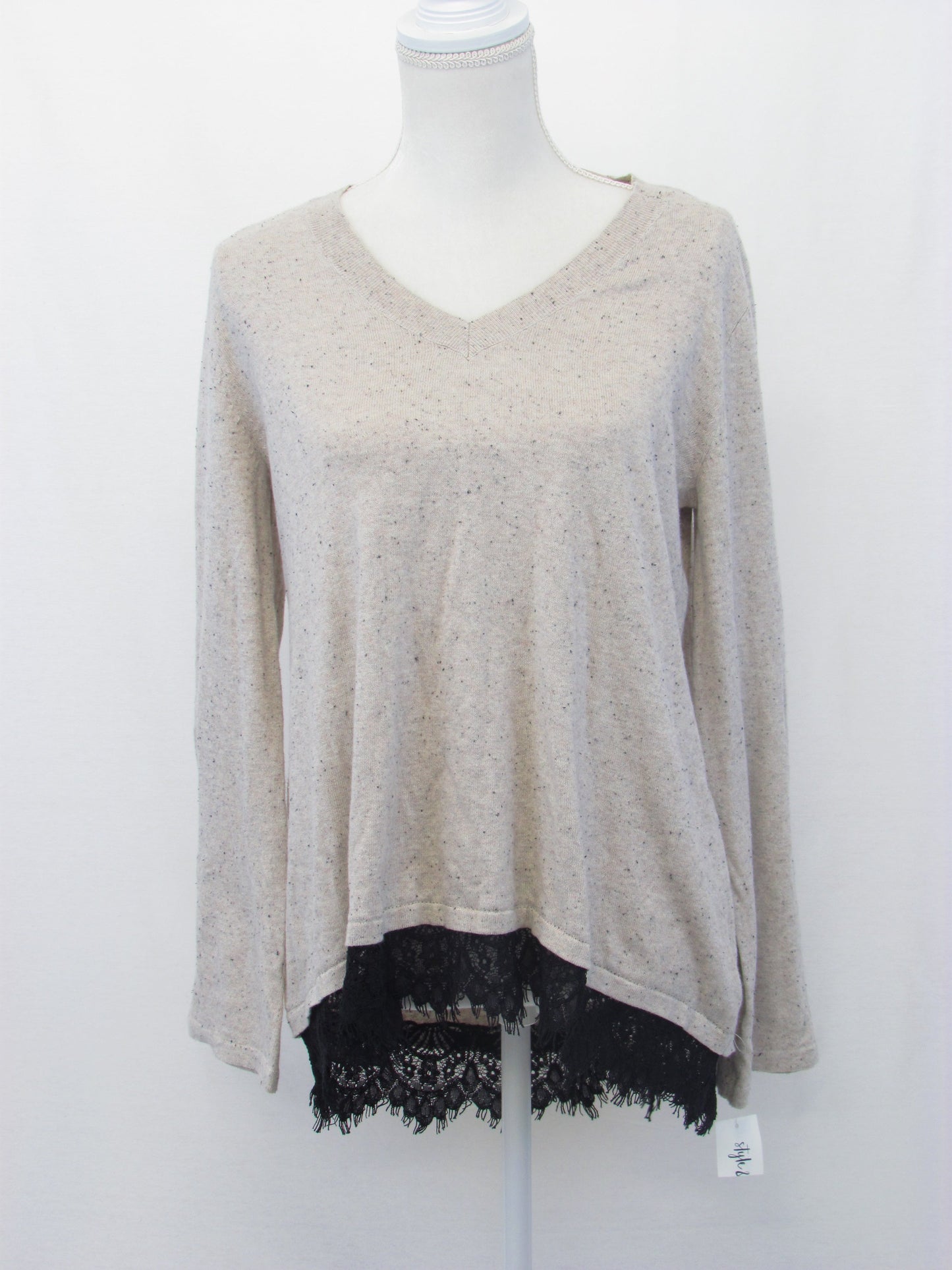 Style Co Lace-Trim Sweater Hammock Heather S