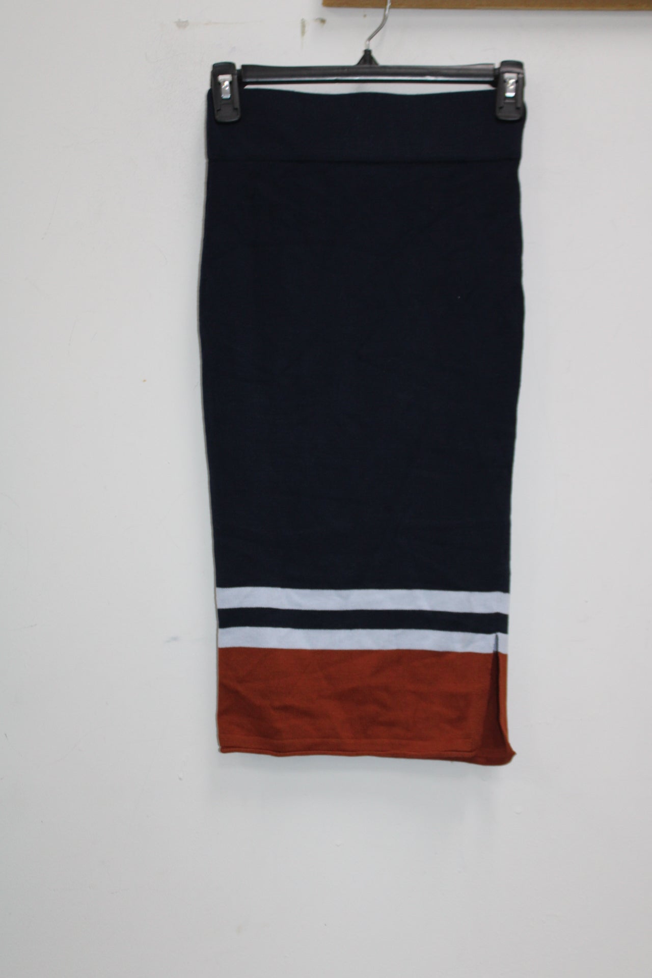 Bar III Striped Sweater Skirt Navy Combo XXS