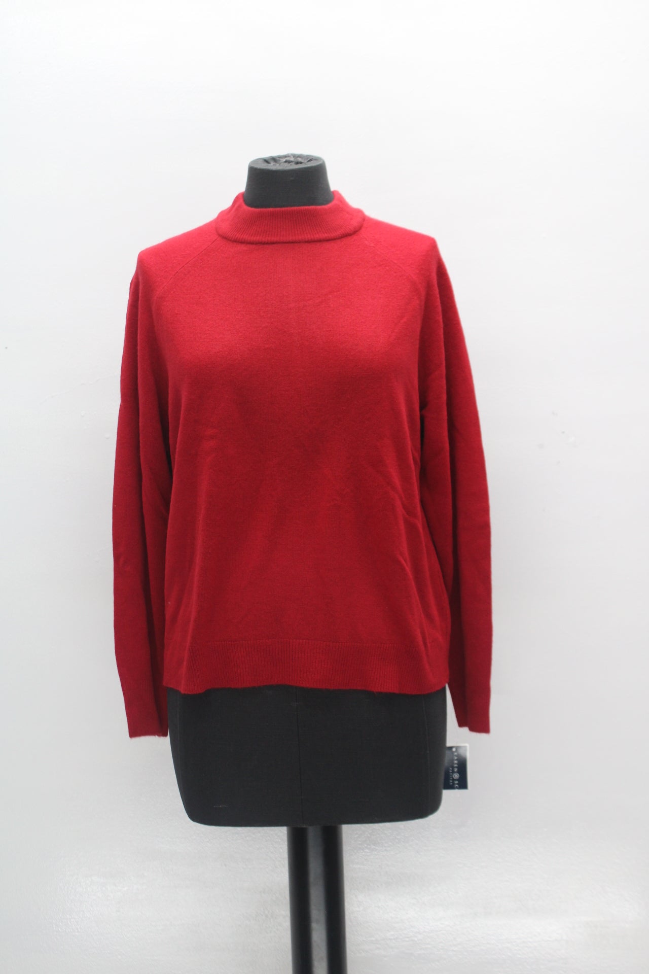 Karen Scott Womens Red Zippered Long Sleeve Sweater PL