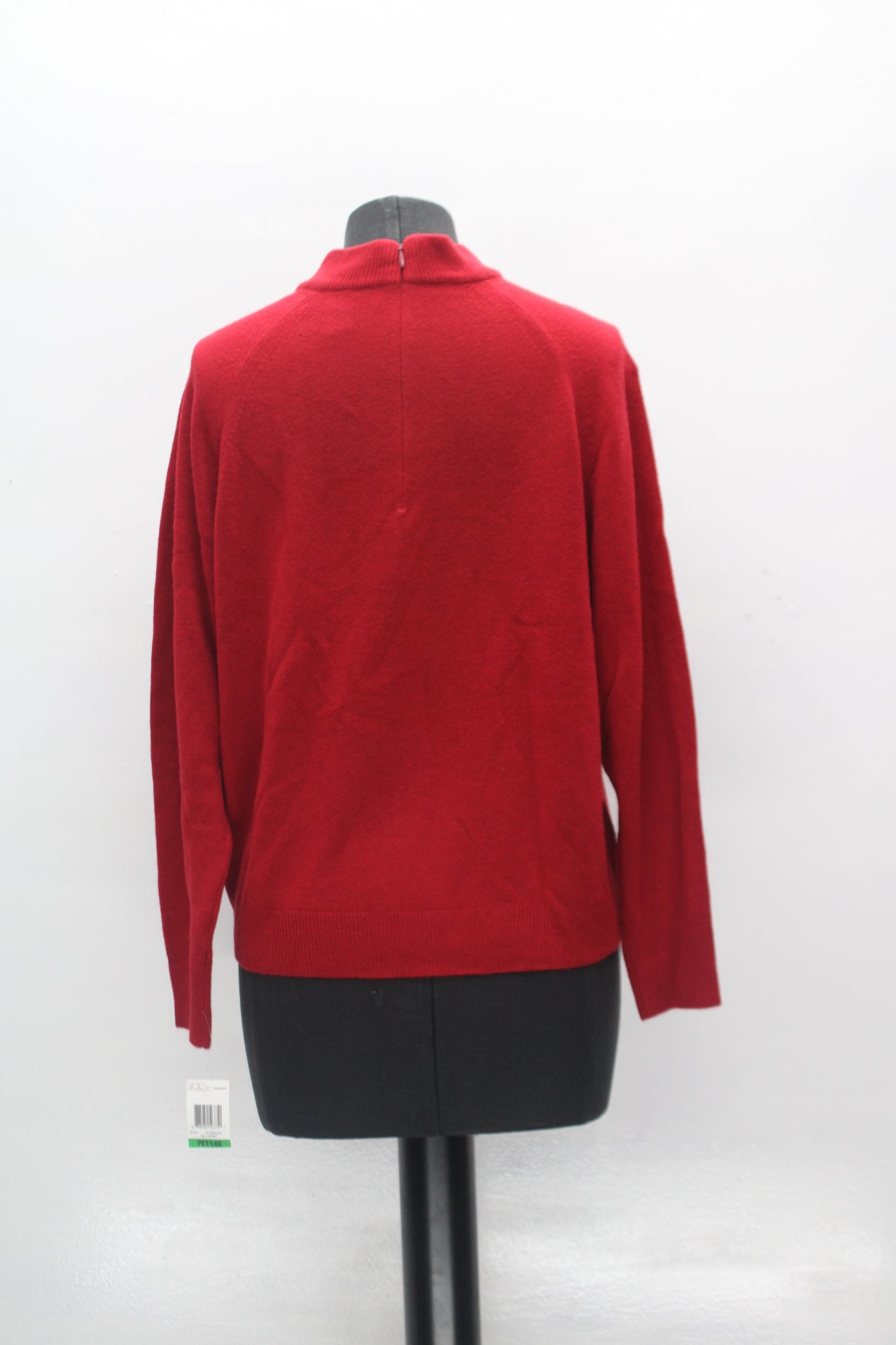 Karen Scott Womens Red Zippered Long Sleeve Sweater PL