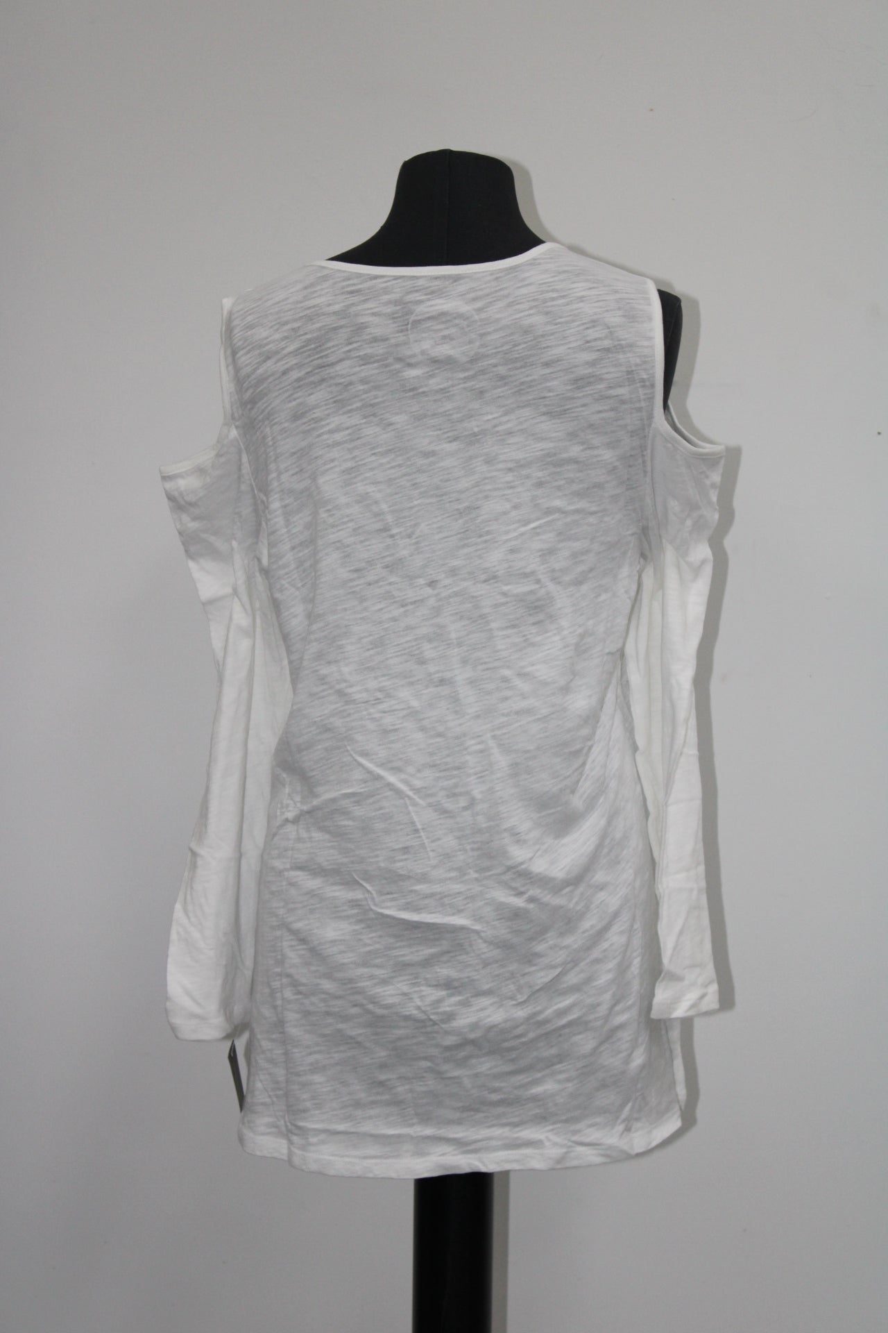 INC International Concepts Petite Solid Cold-Shoulder Top Washed White PXL