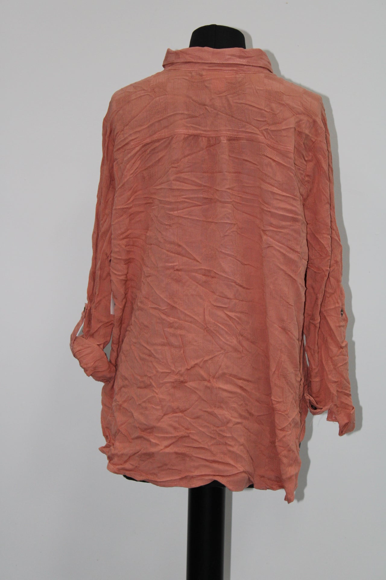 Style & Co Solid Color Button 3/4 Tiefr Shirt Rose Sand XLARGE