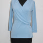 CHARTER CLUB Knit Solid Crossover Top Blue XS