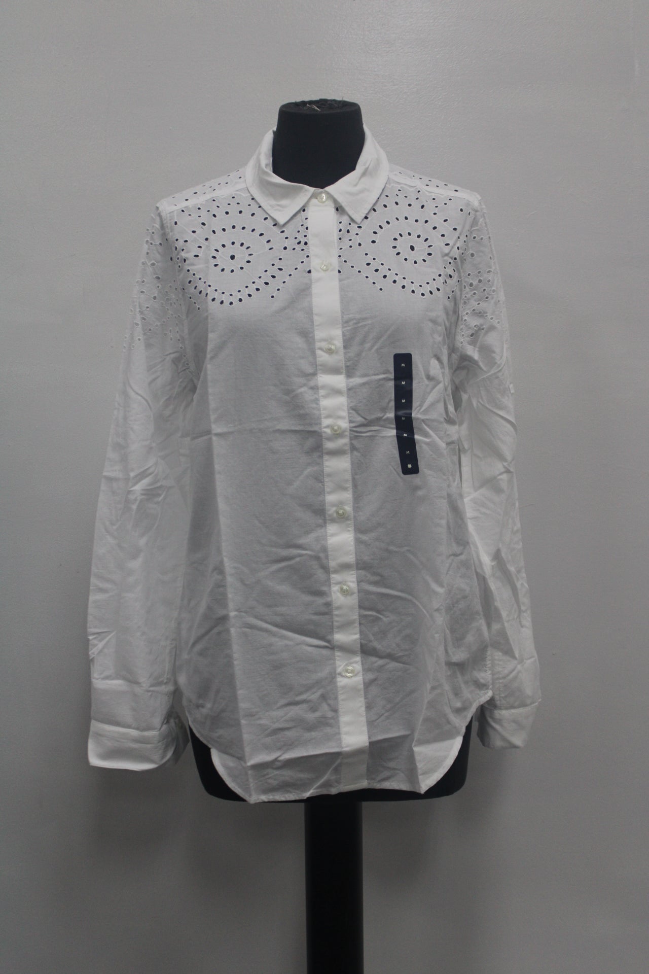 Lucky Brand Cotton Eyelet Shirt White M