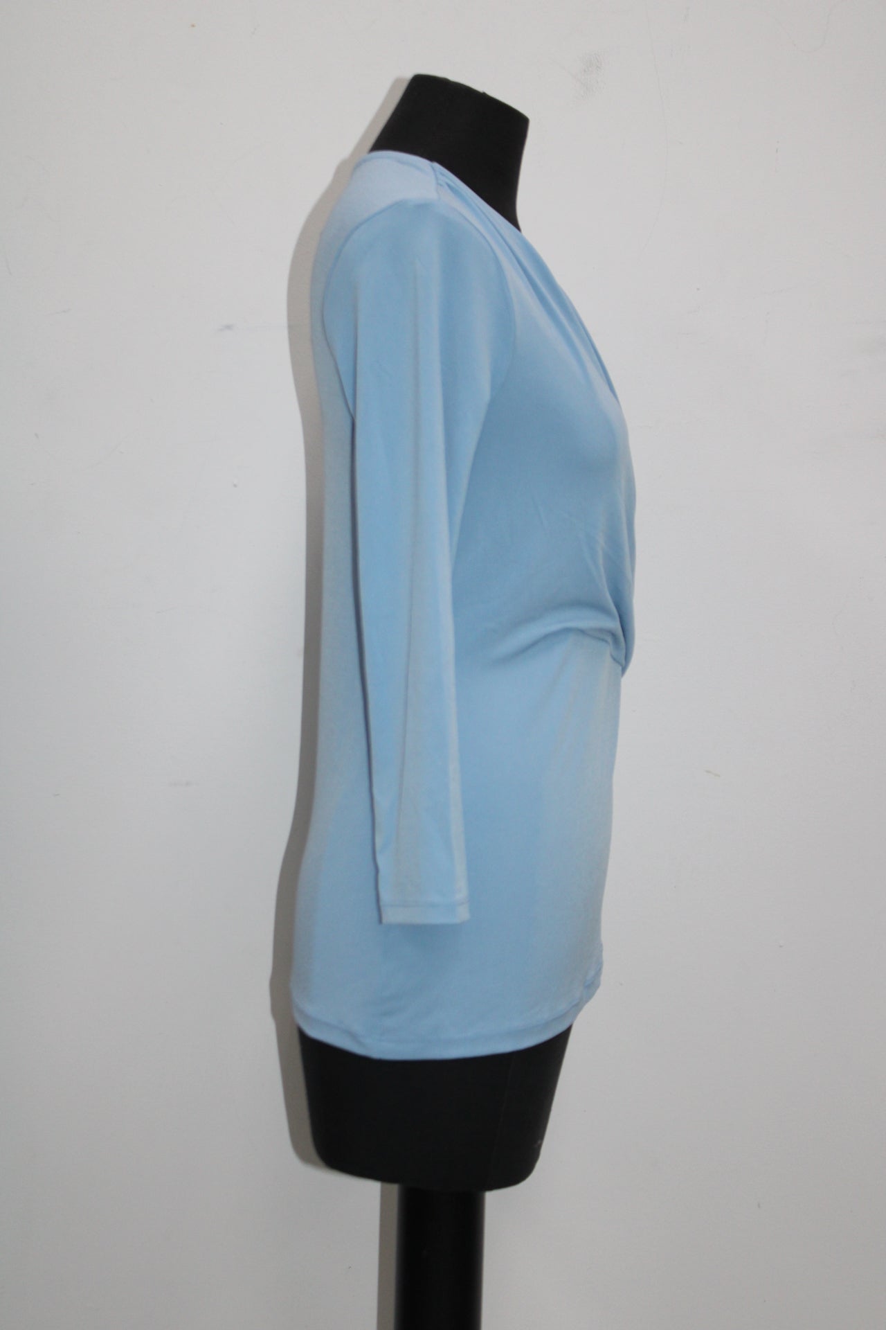 CHARTER CLUB Knit Solid Crossover Top Blue XS