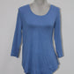 JM Collection 3/4 Sleeve Solid Rayon Span Top Blue XS