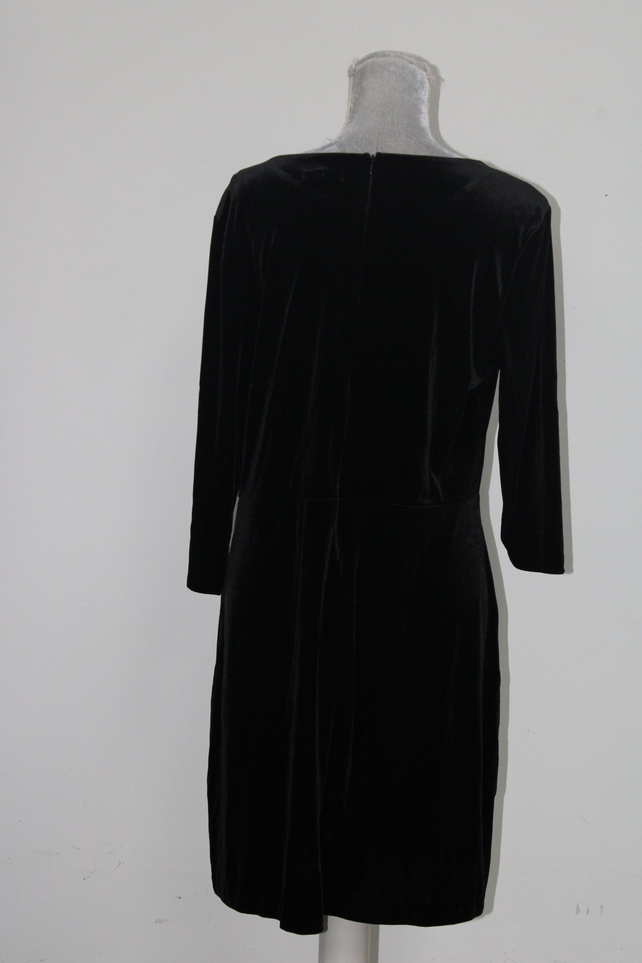 Charter Club Knit 3/4 Sleeve Velvet Dress Black PXL