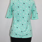 Charter Club Cotton Floral-Print Boat-Neck Aqua Combo S