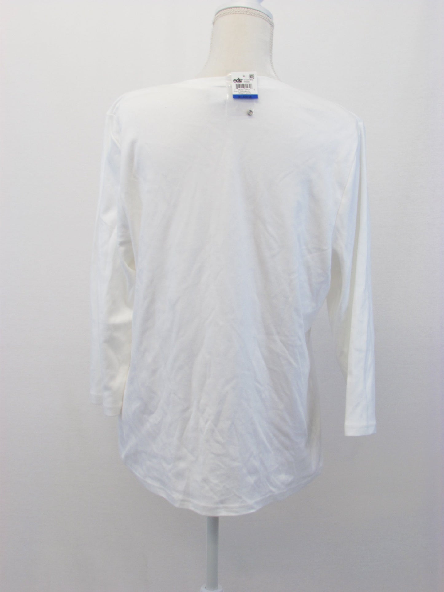 Karen Scott Three-Quarter-Sleeve V-Neck To Bright White XL
