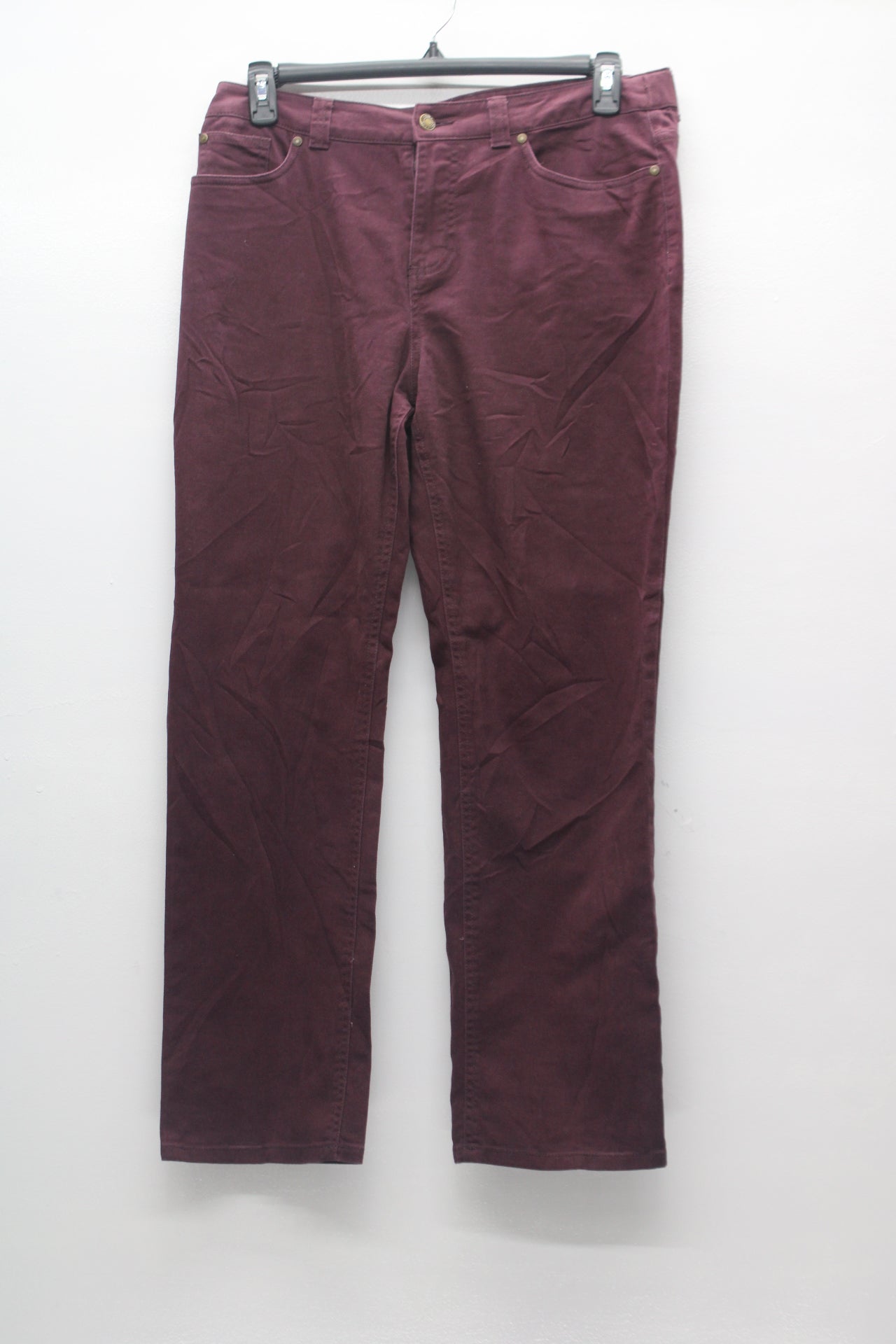 Croft & Barrow Women's Jeans Straight Leg Maroon 12S Pre-Owned