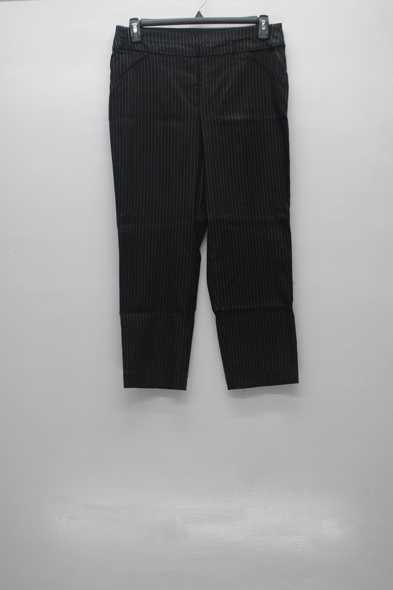 Alfred Dunner Petite Theater District Pinstripe Pants Black 10P
