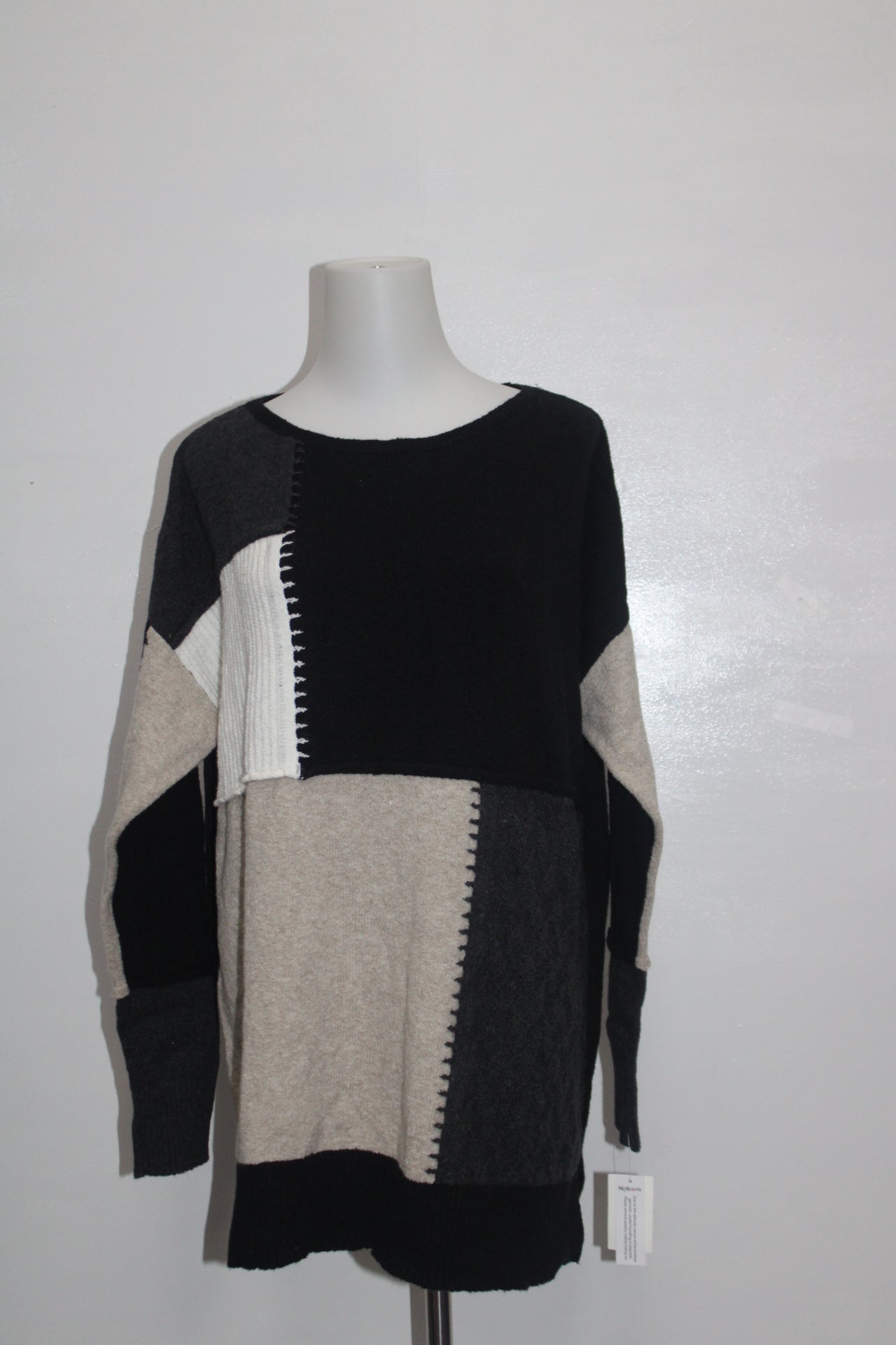 Style & Co Sweater Colorblock Tunic Beige M