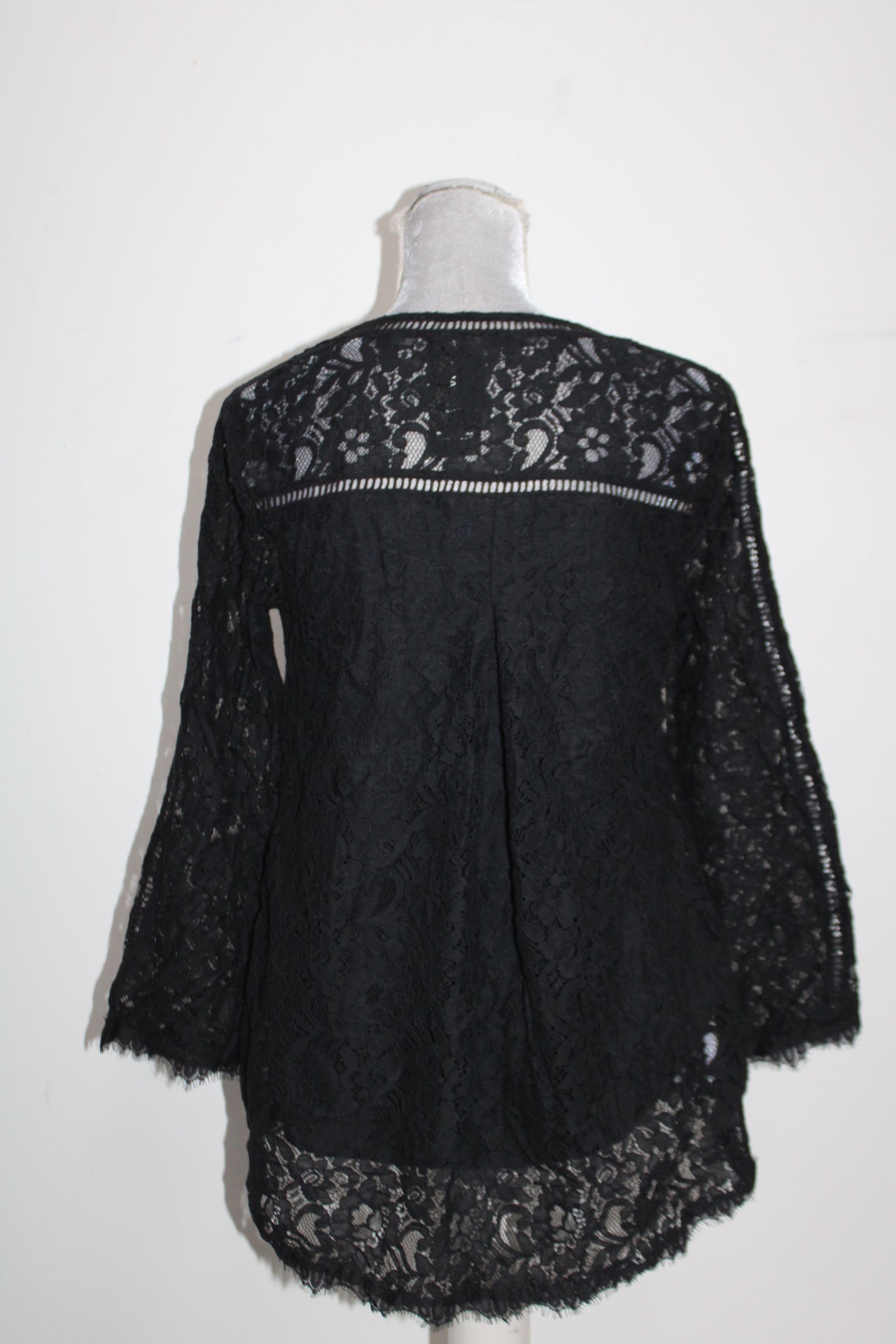 Style Co Petite Lace Swing Top Deep Black PS