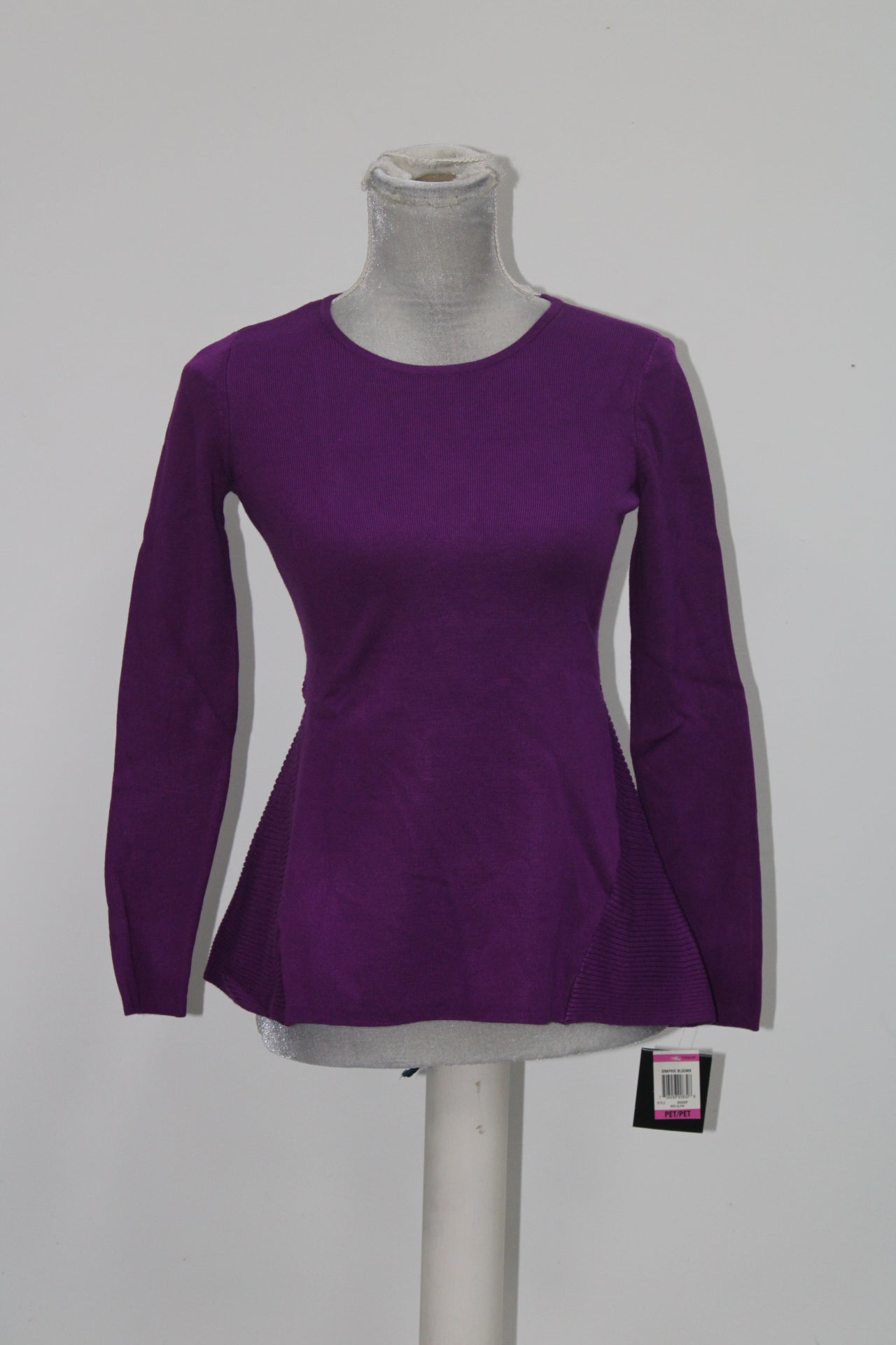 Alfani Womens Petites Petite Long Sleeve Knit Pullover Sweater Purple P