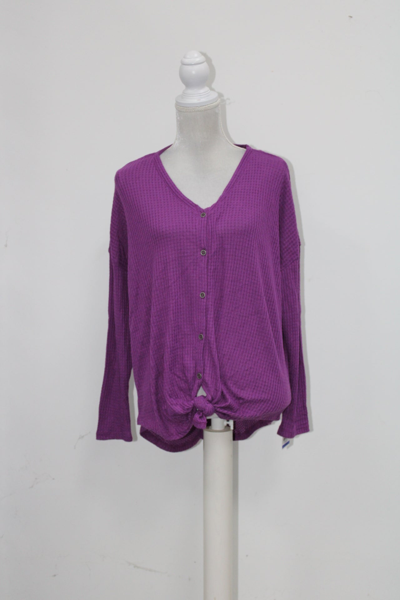 Style & Co. Thermal Button-Front Shirt (Vivid Violet, XL)