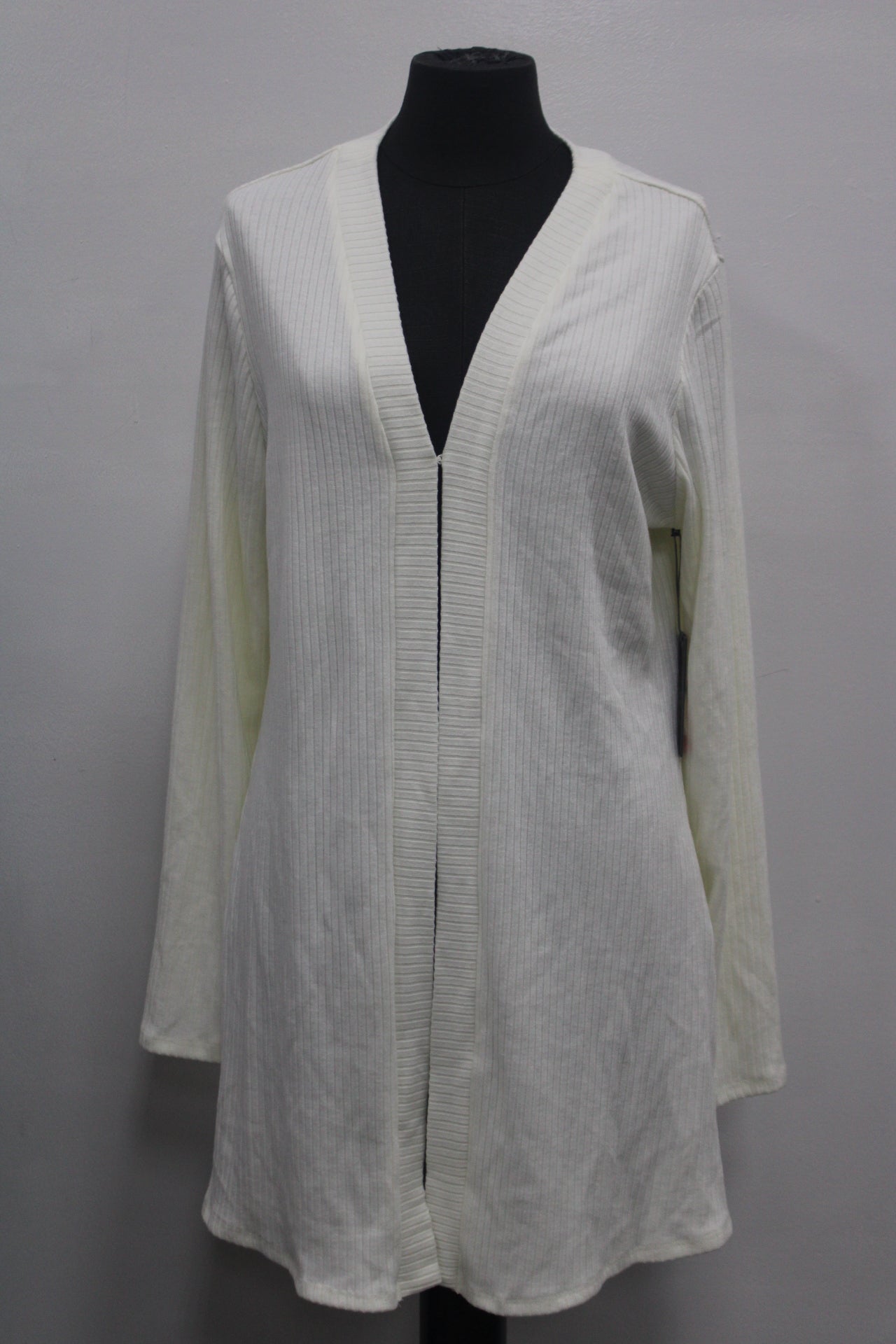 Vince Camuto Rib-Knit Open-Front Cardigan New Ivory M