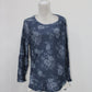 Style & Co Long Sleeve Mix 2fer Top  Navy Large