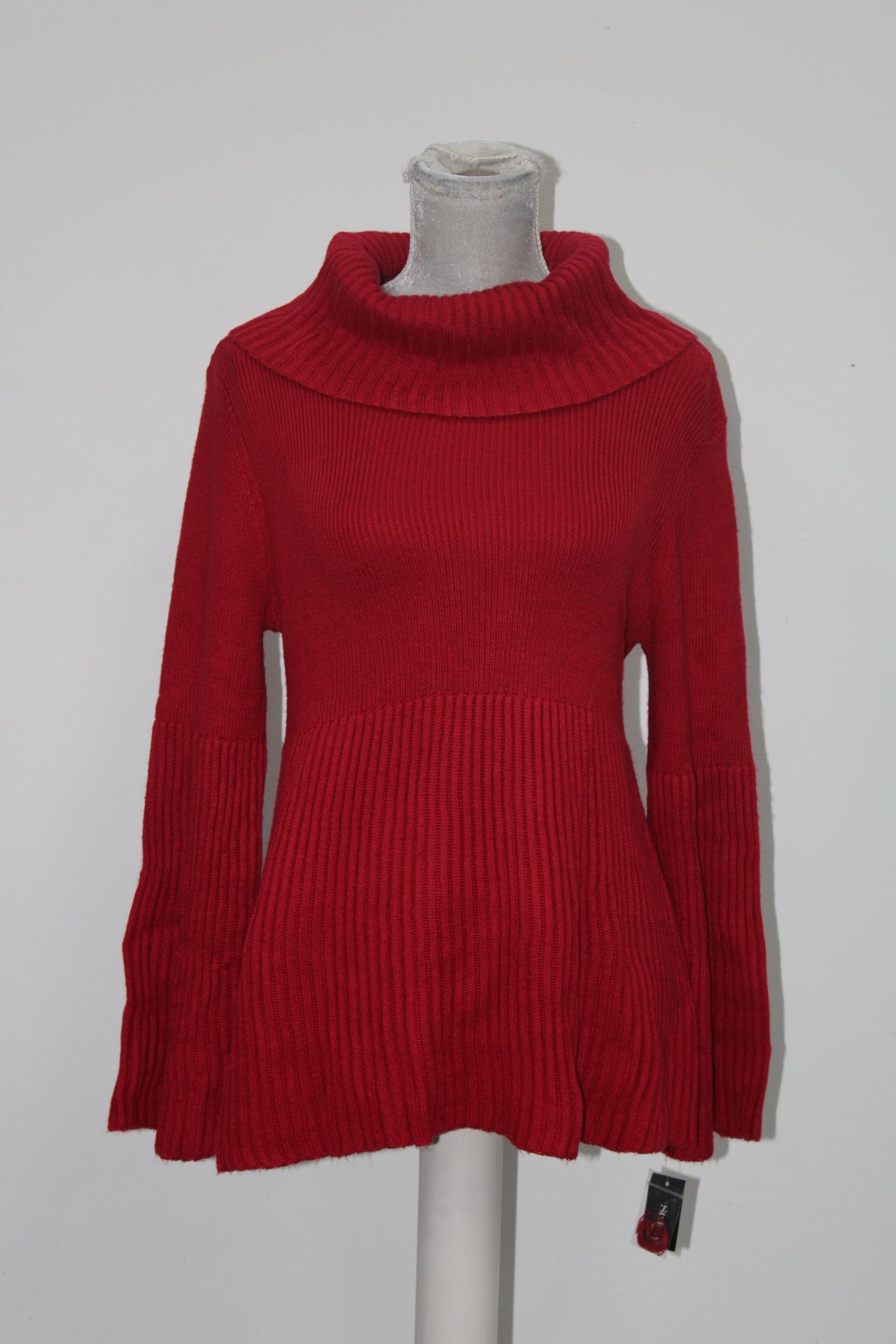Style & Co. Womens Petites Turtleneck Ribbed Knit Pullover Sweater Red PL