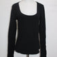 GUESS Womens Charlie Ribbed Scoop Neck Top Black L