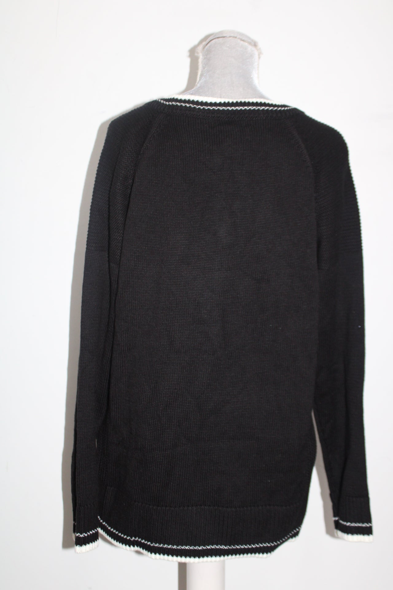 Calvin Klein Lace-Up V-Neck Sweater Black XL (US 14)