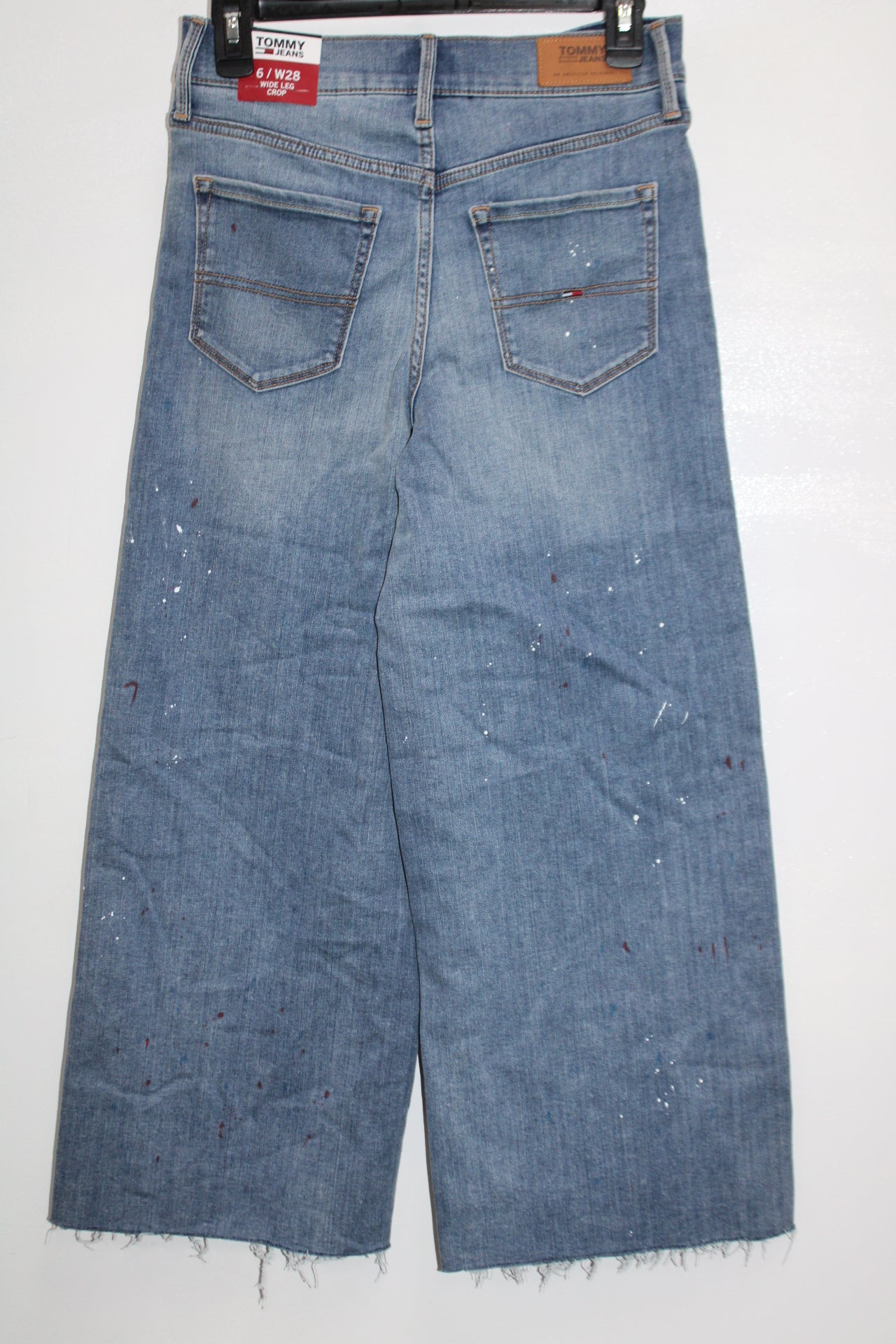 Tommy Jeans Juniors Splatter Crop Wide-Leg Jeans Navy 6/W28