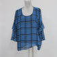 Style Co Plaid Crossover Top Cerulean XS