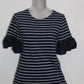 Charter Club Striped Eyelet-Cuff Top Intrepid Blue Combo M